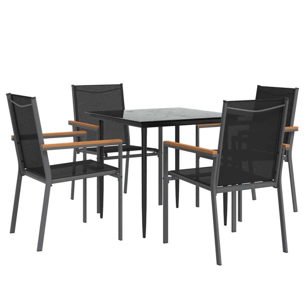 vidaXL Garten-Essgruppe 5-tlg. Garten-Essgruppe Schwarz Textilene günstig online kaufen