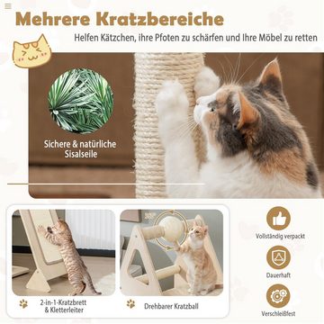 COSTWAY Kratzbaum 155cm Katzenbaum, mit Ball, Sisal & Rampe