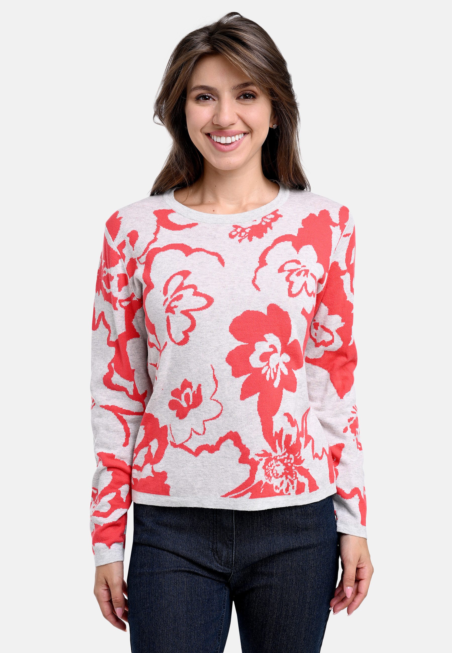 BICALLA Strickpullover Strickpullover mit Blütenmuster in günstig online kaufen