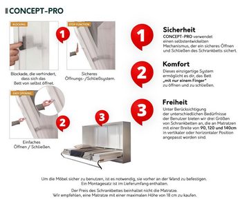 MIRJAN24 Schrankbett Concept Pro I Vertical (mit integriertem Lattenrost) Größe: 90, 120, 140/200 cm, Fronten in Matt