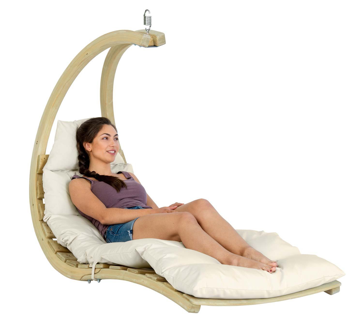 Amazonas Hängesessel Swing Lounger creme - Schwebelige + Sitzkissen + Spiralfeder