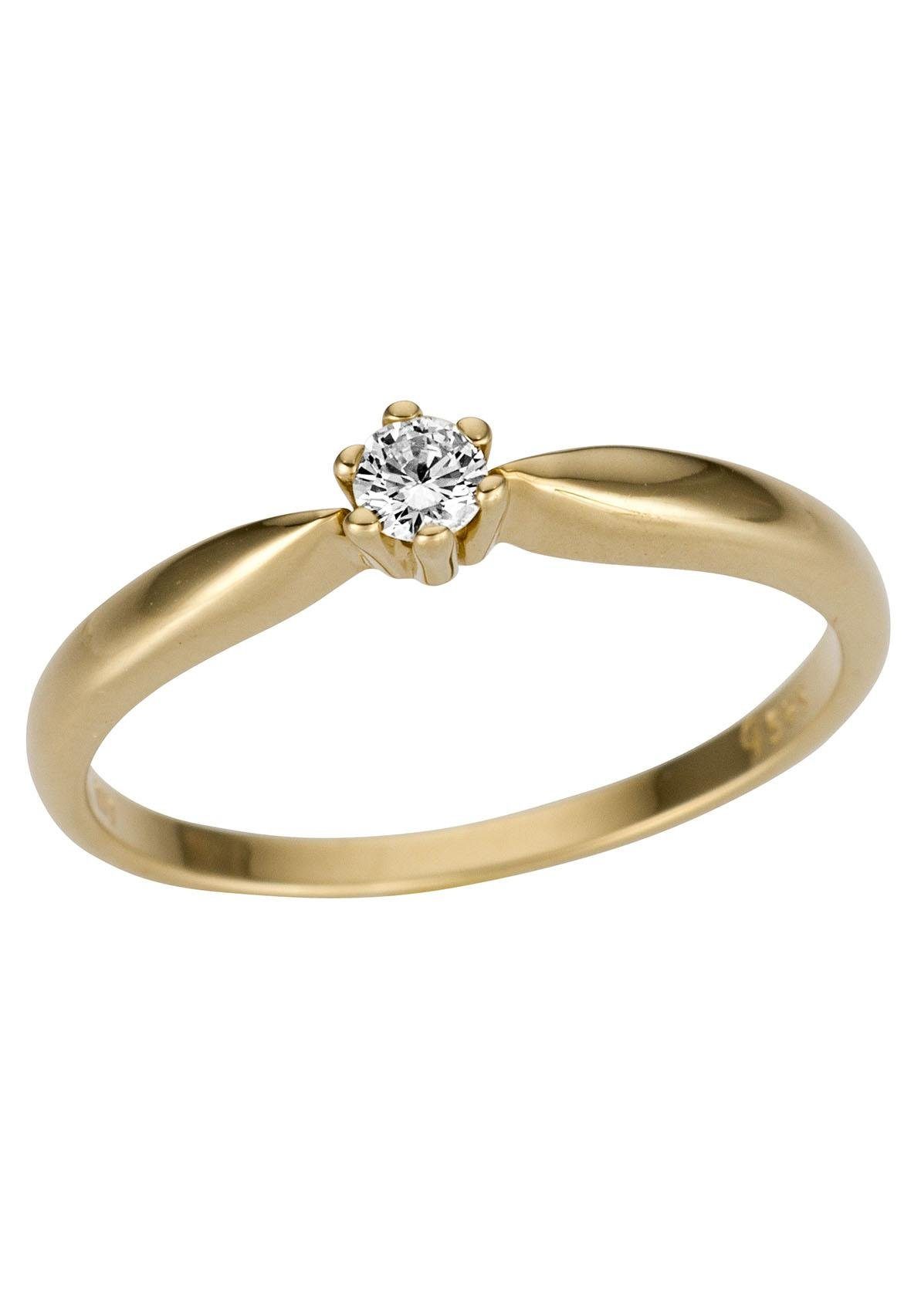 Goldring Schmuck Geschenk Gold 375 Damenring Verlobungsring Goldring Solitär