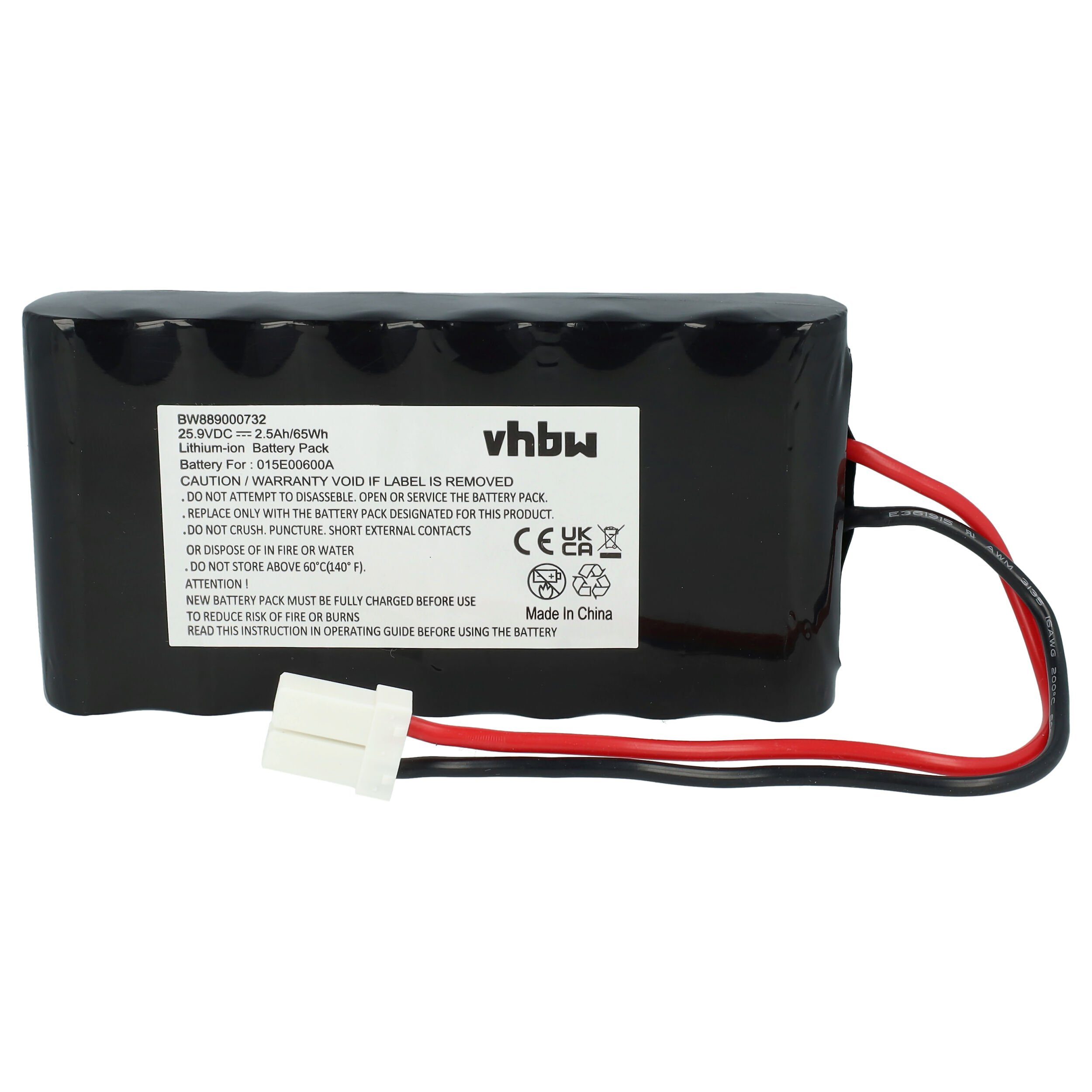 vhbw kompatibel mit Wiper i100S, i130s, i70 Akku Li-Ion 2500 mAh (25,9 V)