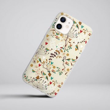 DeinDesign Handyhülle Retro Vogel Blumen Floral Wilderness, Apple iPhone 12 Silikon Hülle Bumper Case Handy Schutzhülle