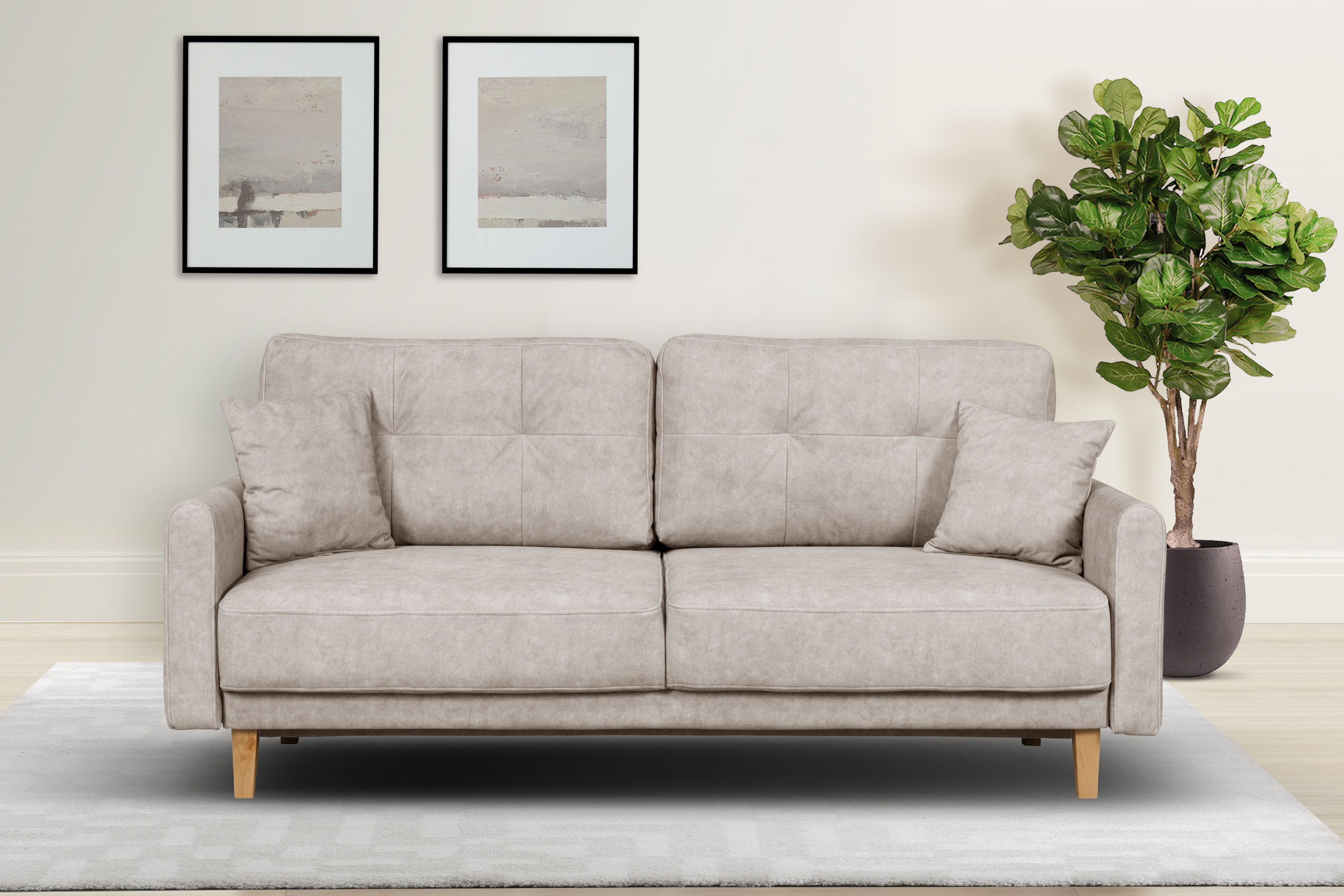 Home affaire 2-Sitzer TRIPLO mit Wellenunterfederung, Maße B/T/H: 165/100/89 cm, Sofa mit Steppung im Rückenbereich, incl. Rückenkissen und Zierkissen