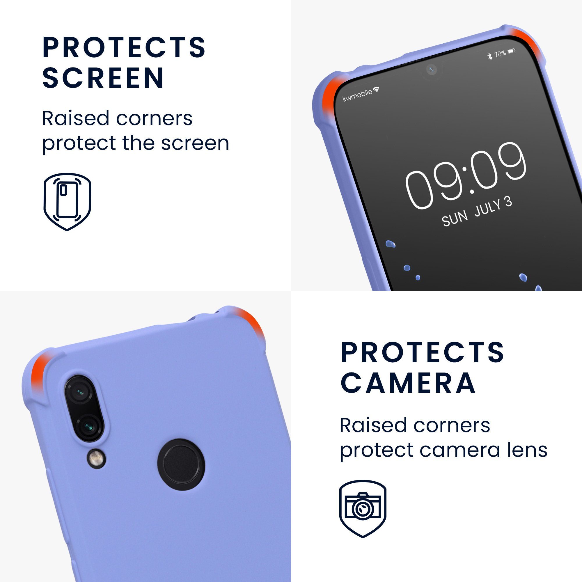 kwmobile Handyhülle Hülle für Xiaomi Redmi Note 7 / Note 7 Pro, mit Metall Kette zum Umhängen - Silikon Handy Cover Case Schutzhülle