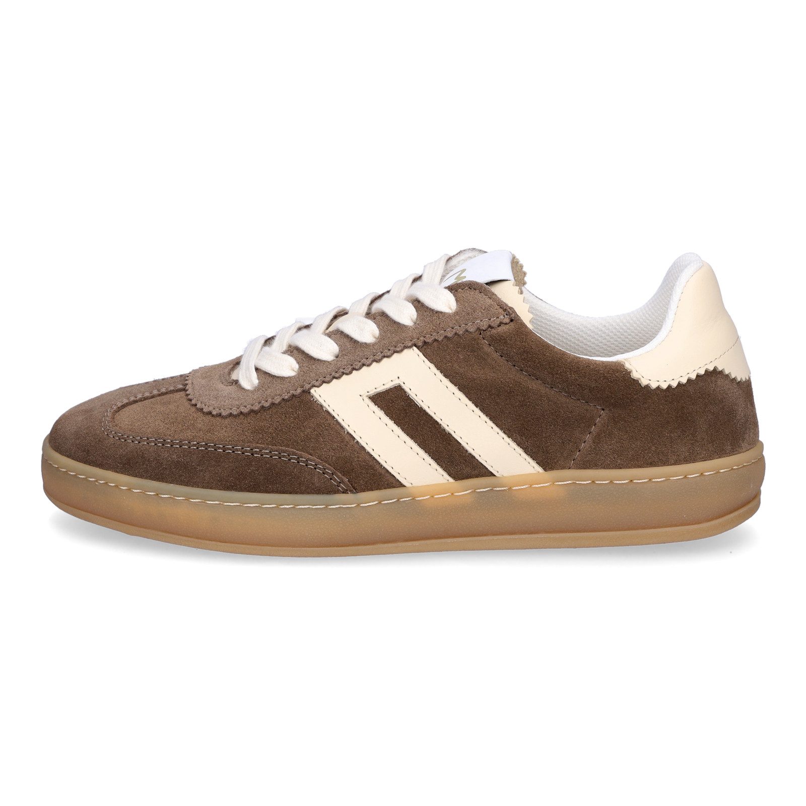 MIDS MOSS Damen Sneaker braun aus Velourleder mit Wechselfußbett & Kontrast günstig online kaufen