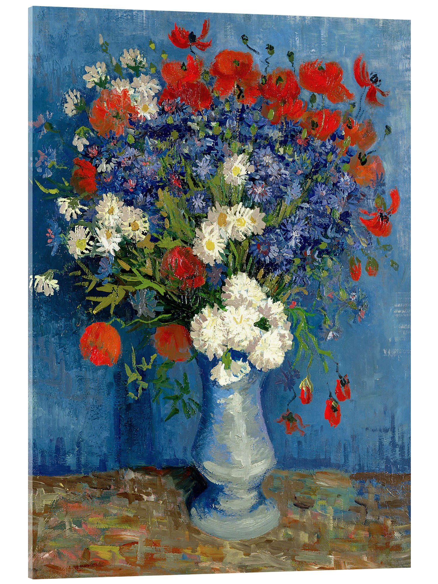 Posterlounge Acrylglasbild Vincent van Gogh, Vase mit Kornblumen und Mohn, Wohnzimmer Malerei
