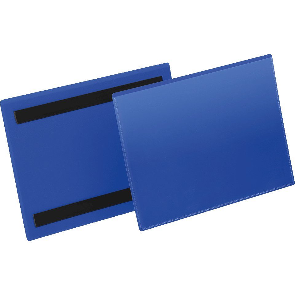 König Werbeanlagen Zeitungsständer 50/VE 148x210mm, blau/transparent, DURABLE magnetisch, Kennzeichnungstasche