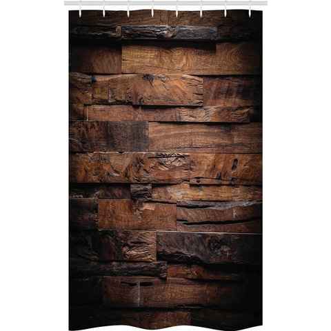 Abakuhaus Duschvorhang Badezimmer Deko Set aus Stoff mit Haken Breite 120 cm, Höhe 180 cm, Schokolade Raue Dunkle Holz