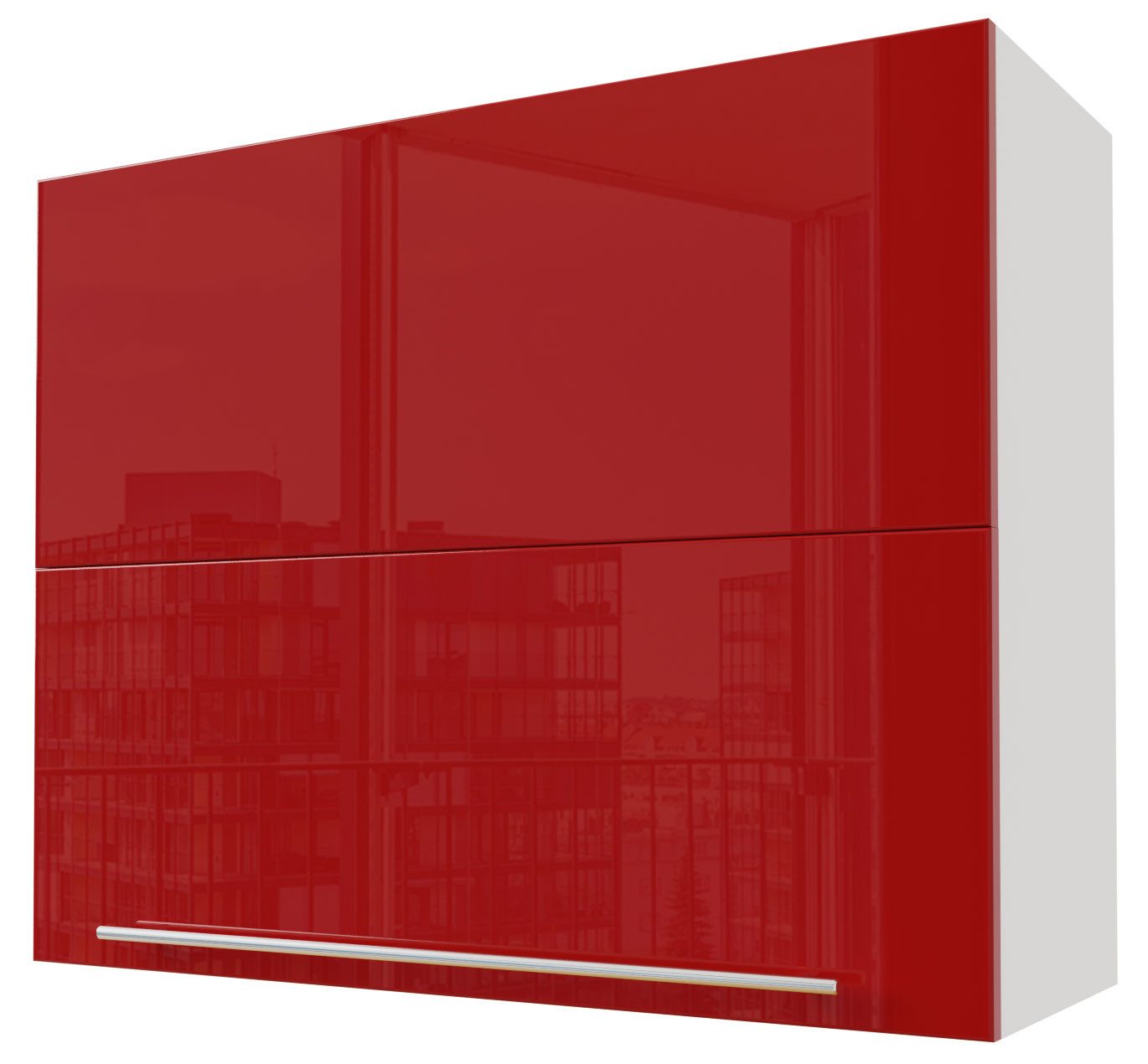 Feldmann-Wohnen Faltlifthängeschrank Brerra (2-geteilte Hochfaltklappe, 2 Einlegeböden, 1-St., moderne Optik, lackierte Fronten, 90x32,5x72cm) weiß / RAL 3002 karminrot Hochglanz