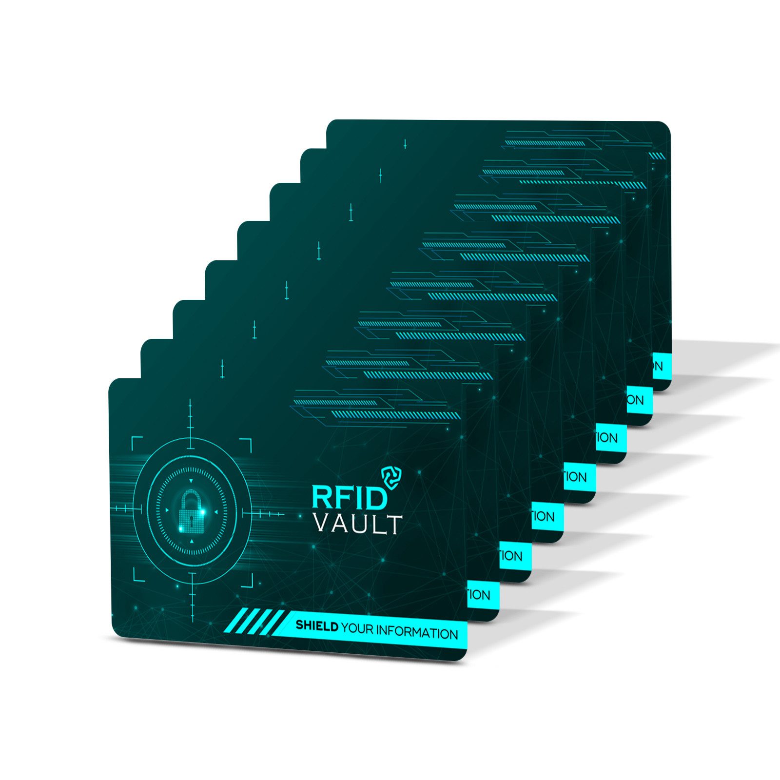 Tec-Expert Geldbörse RFID VAULT 8 Stück RFID / NFC Blockkarten Auslesen Scan Schutz Karte (8-tlg., Set aus 8x RFID / NFC Block Card), RFID Blocker Karte, NFC Block Card