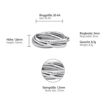 Heideman Fingerring Trini Poliert (Ring, 1-tlg., inkl. Geschenkverpackung), Rollring 3er ring poliert Wickelring damen