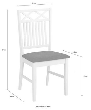 Home affaire Esszimmerstuhl Fullerton, Holzstuhl (Set, 2 St), mit attraktiven Fräsungen, Sitzhöhe 47 cm, Küchenstuhl