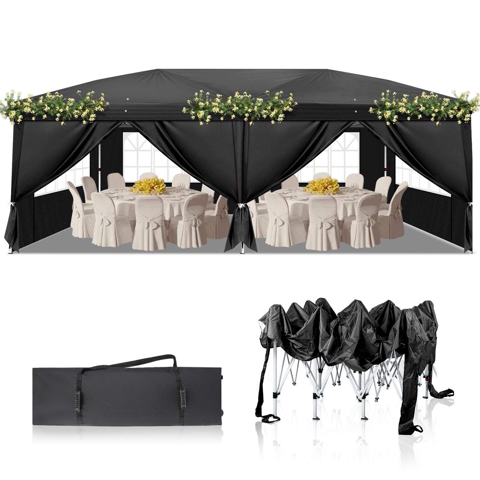 LALAHO Faltpavillon Pavillon Partyzelte 3x6m, Festzelt Gartenzelt für Garte günstig online kaufen
