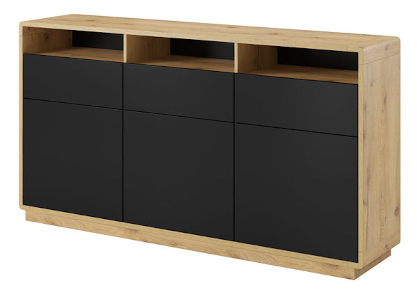 Helvetia Kommode Aston (1 St), 179cm Taurus Eiche schwarz 3-türig