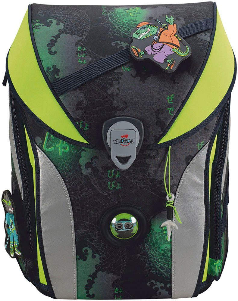 DerDieDas® Schulranzen ErgoFlex MAX Funny, Fighter (Set, 5-tlg), enthält recyceltes Material