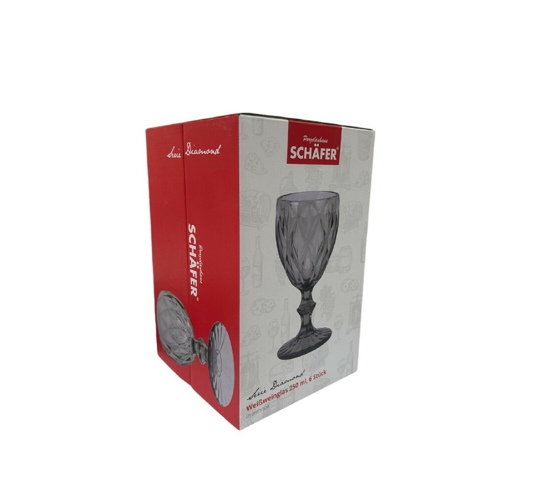 Schäfer Elektronik Gläser-Set Diamond Weingläser – Perfekte 6er Set Weißweingläser mit 250 ml, 6-tlg., 6-teilig, 250 ml