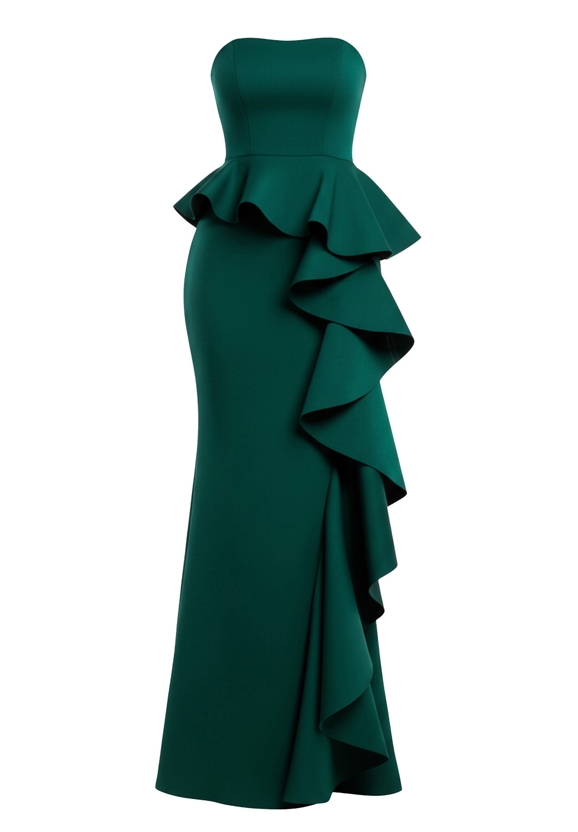 Goddiva Maxikleid Boobtube Peplum Waterfall Frill Maxi Dress Langes Kleid, günstig online kaufen