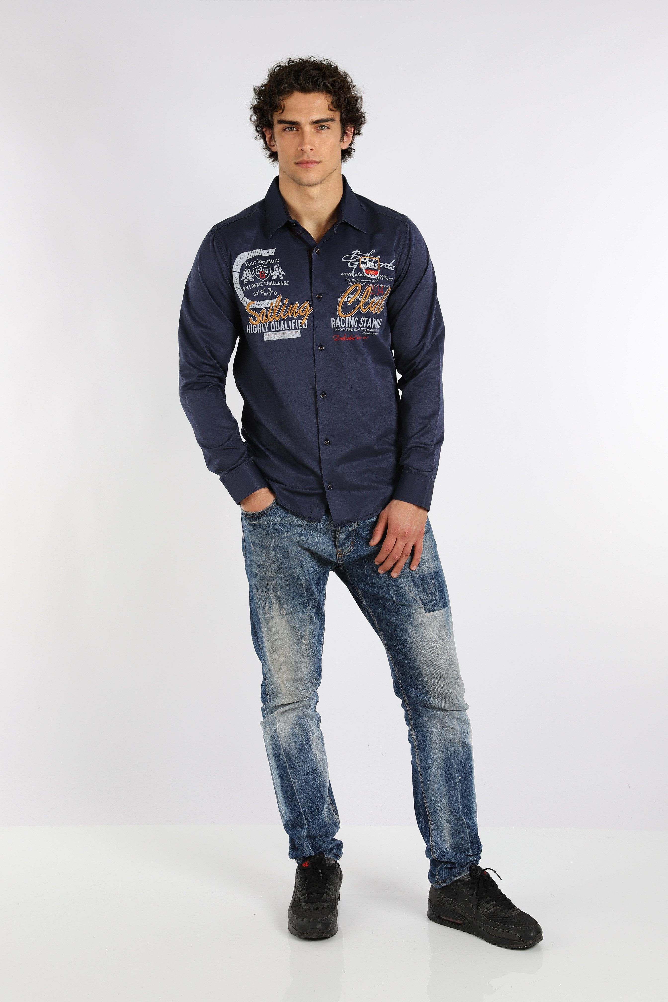 Megaman Jeans Langarmhemd Herren Langarmhemd Elegant und Sportlich Premium