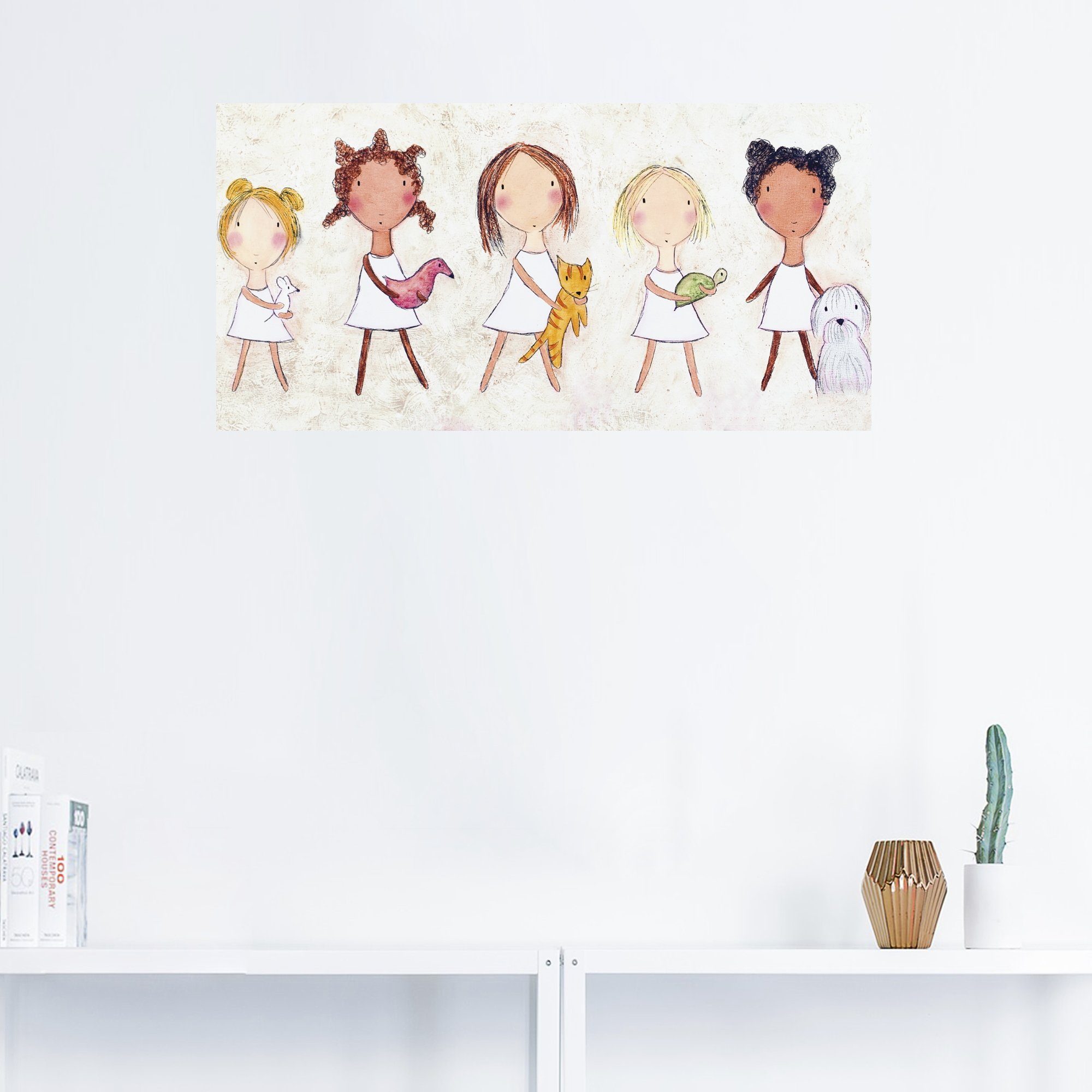 Artland Wandbild (1 Wandaufkleber in Alubild, versch. Poster Leinwandbild, Tieren, als Größen mit Mädchen Kinder St), oder