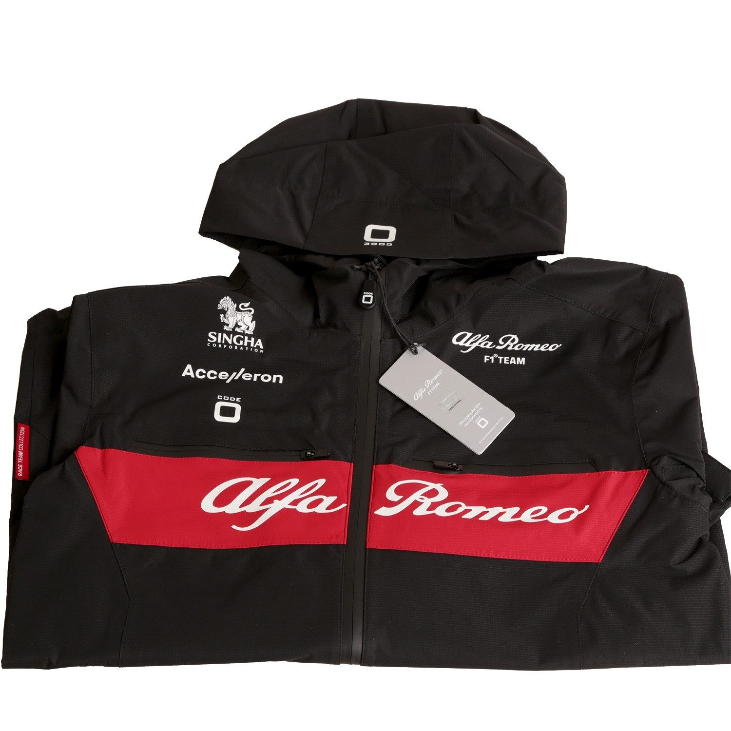 CODE-ZERO Regenjacke Regenjacke Alfa Romeo F1 Team Damen Jacke Übergangsjacke Windjacke mit Kaputze Stumkaputze Outdoor Regen