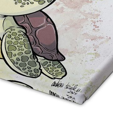 Posterlounge Leinwandbild A.DOUBLE.U, Baby Meeresschildkröte, Badezimmer Maritim Illustration
