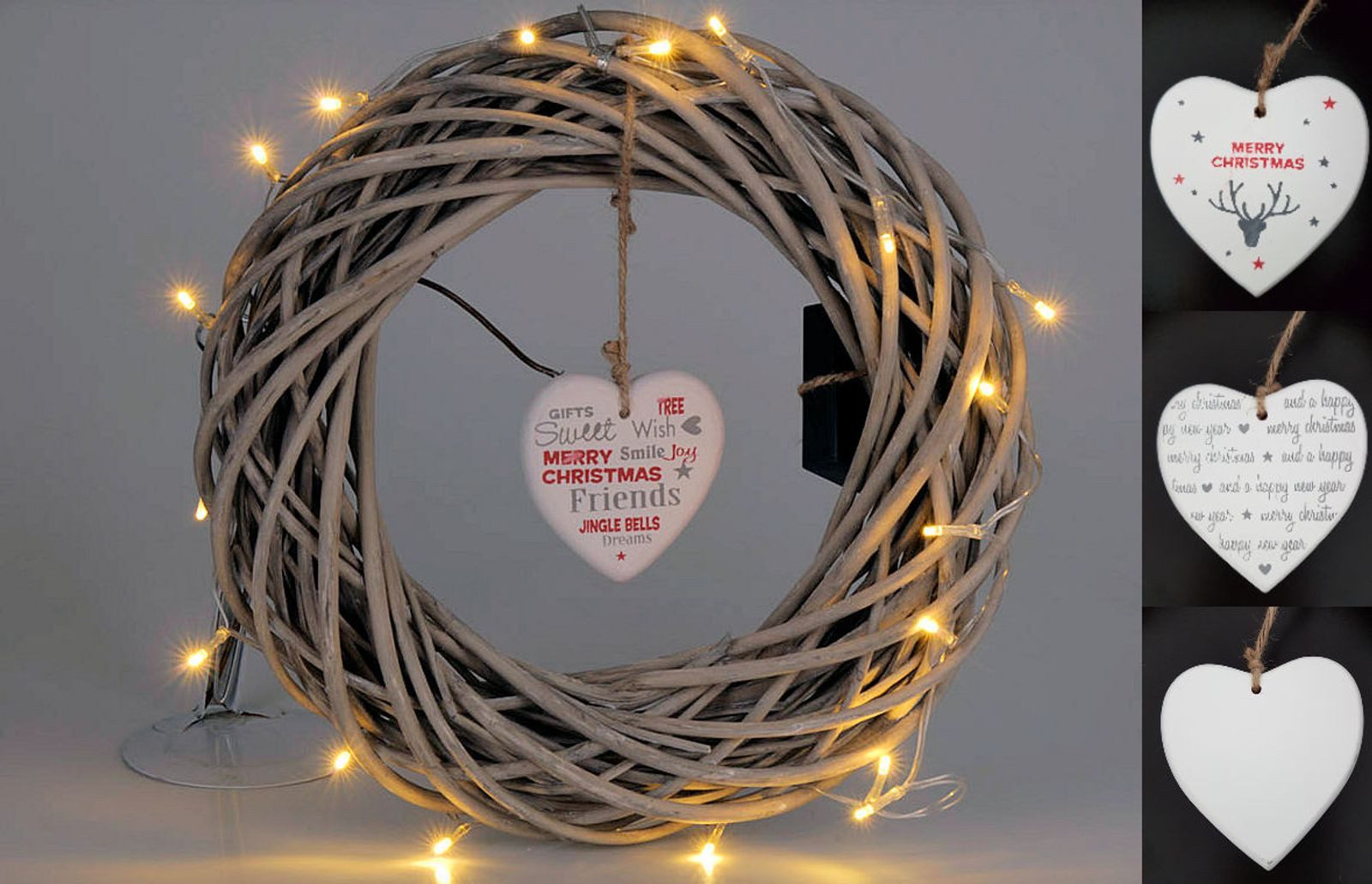 Koopman Dekokranz LED Dekokranz Weihnachtskranz Adventskranz Weihnachtsdeko Wanddeko Tür
