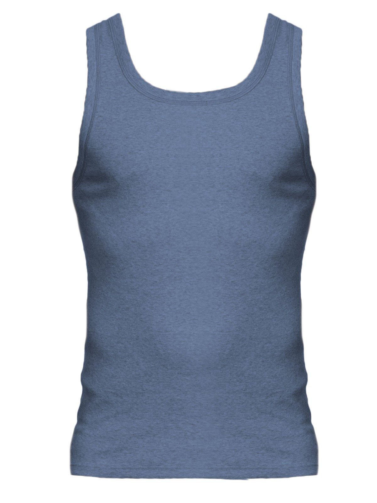 KUMPF Achselhemd 2er hohe Workerwear Sparpack (Spar-Set, blau-melange Unterhemd Herren Markenqualität 2-St)
