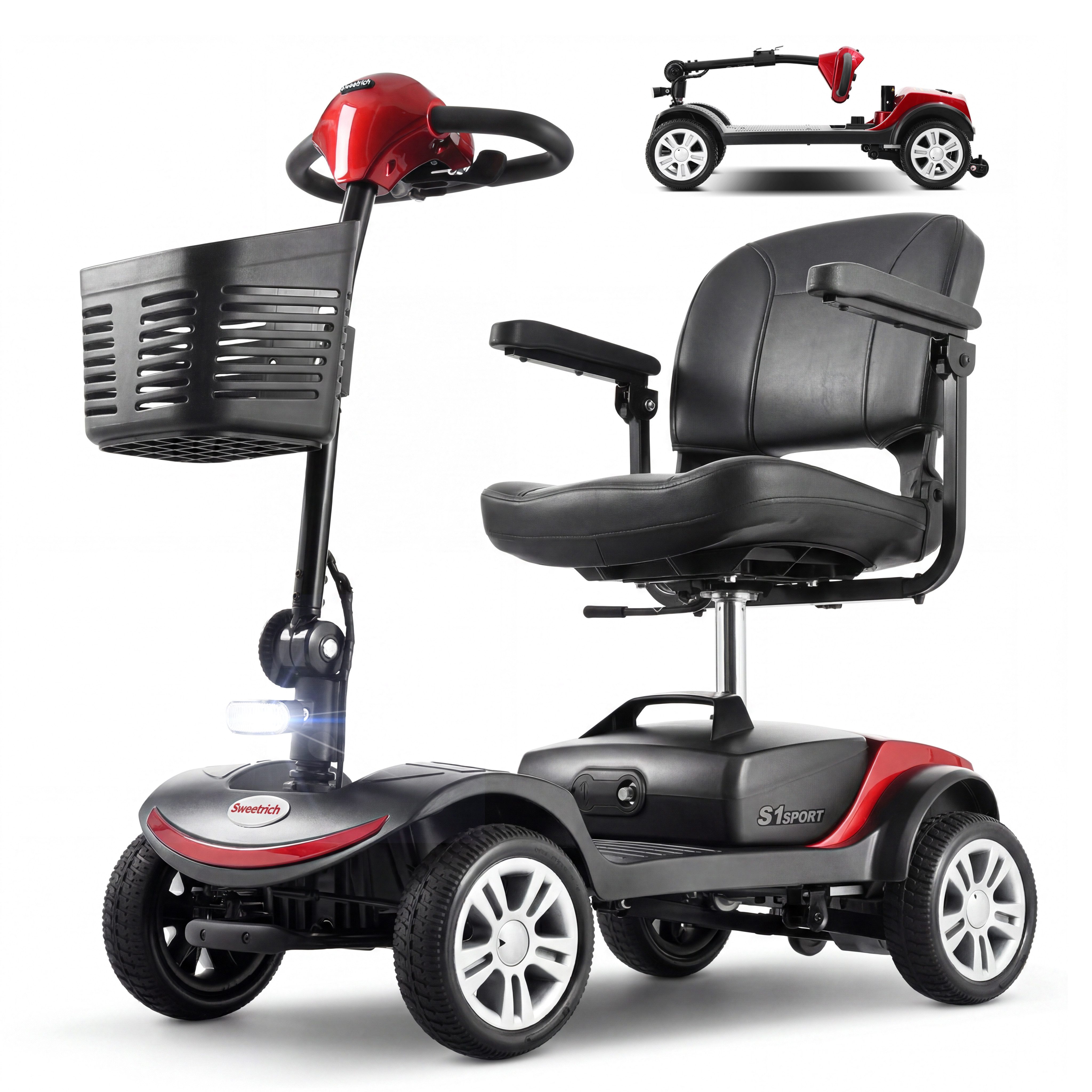 Vankel Elektromobil S1 Sport Elektro-Mobilitätsroller, seniorengerecht, max.20km,6km/h, 300 W, manuelles Schieben faltbar Tragegriff maximale Steigung 8 Grad