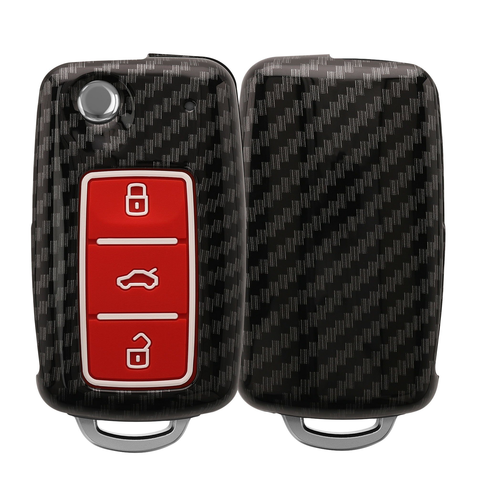 kwmobile Schlüsseltasche Autoschlüssel Hülle für VW Skoda Seat, Hardcover Schutzhülle Schlüsselhülle