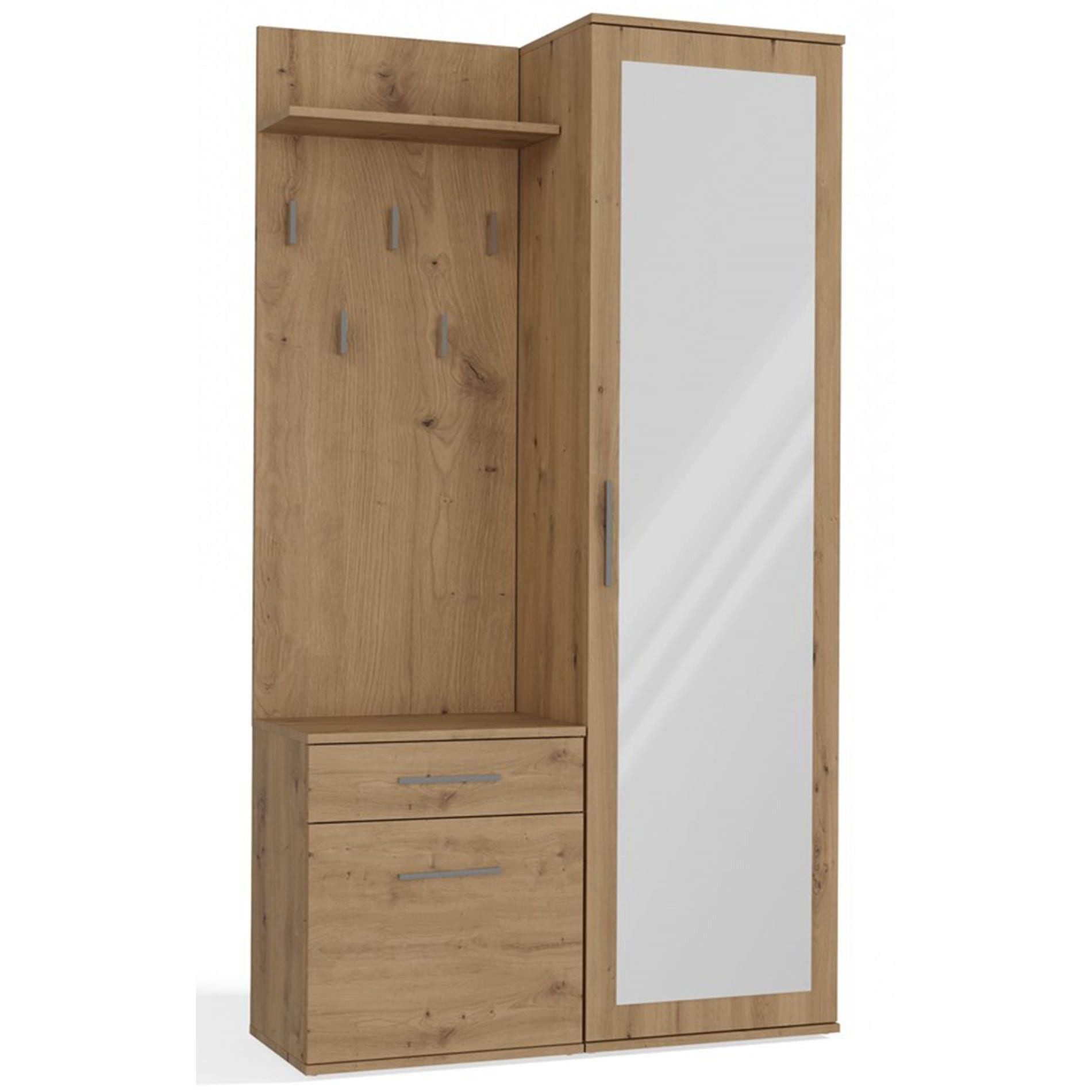 Selsey Garderoben-Set DUVIO, Flurmöbel-Set mit Spiegel & Schuhschrank, 100x180 cm