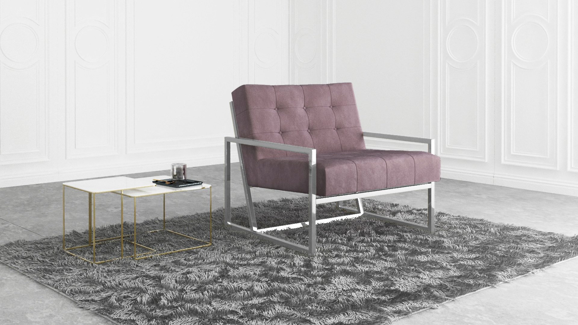 S-Style Möbel Loungesessel Tampa mit Metall Füßen aus Samtstoff, Hochelastischer Polyurethanschaum