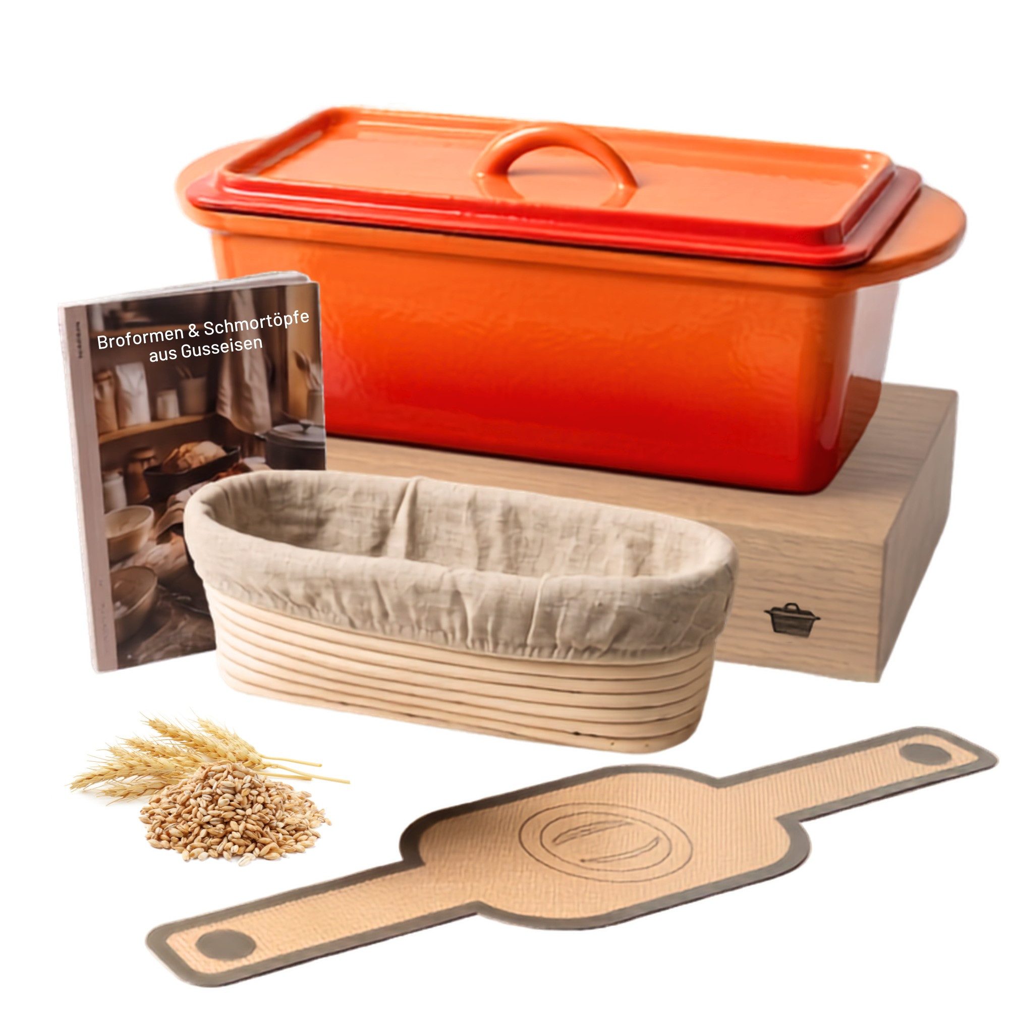 osoltus Kochtopf osoltus Brotback Kastenform Set Gusseisen Topf 29cm 2,6 Liter
