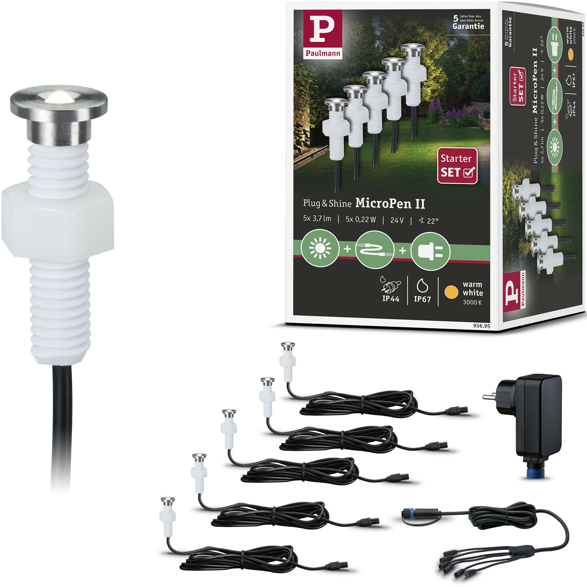 LED Shine, LED Plug Einbauleuchte Paulmann Shine, integriert, Warmweiß, & 3000K fest & Plug incl. IP67 Driver LED-Modul,