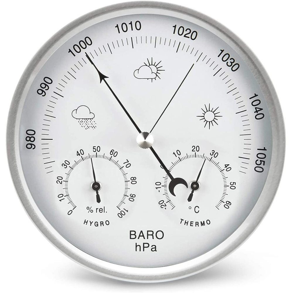 GelldG Hygrometer Wetterstation analog Zifferblatt Barometer mit Thermometer Hygrometer
