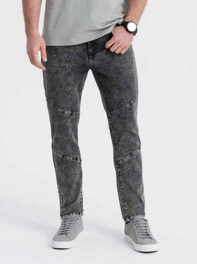 OMBRE Slim-fit-Jeans Jeanshose für Herren mit Nähten an den Knien