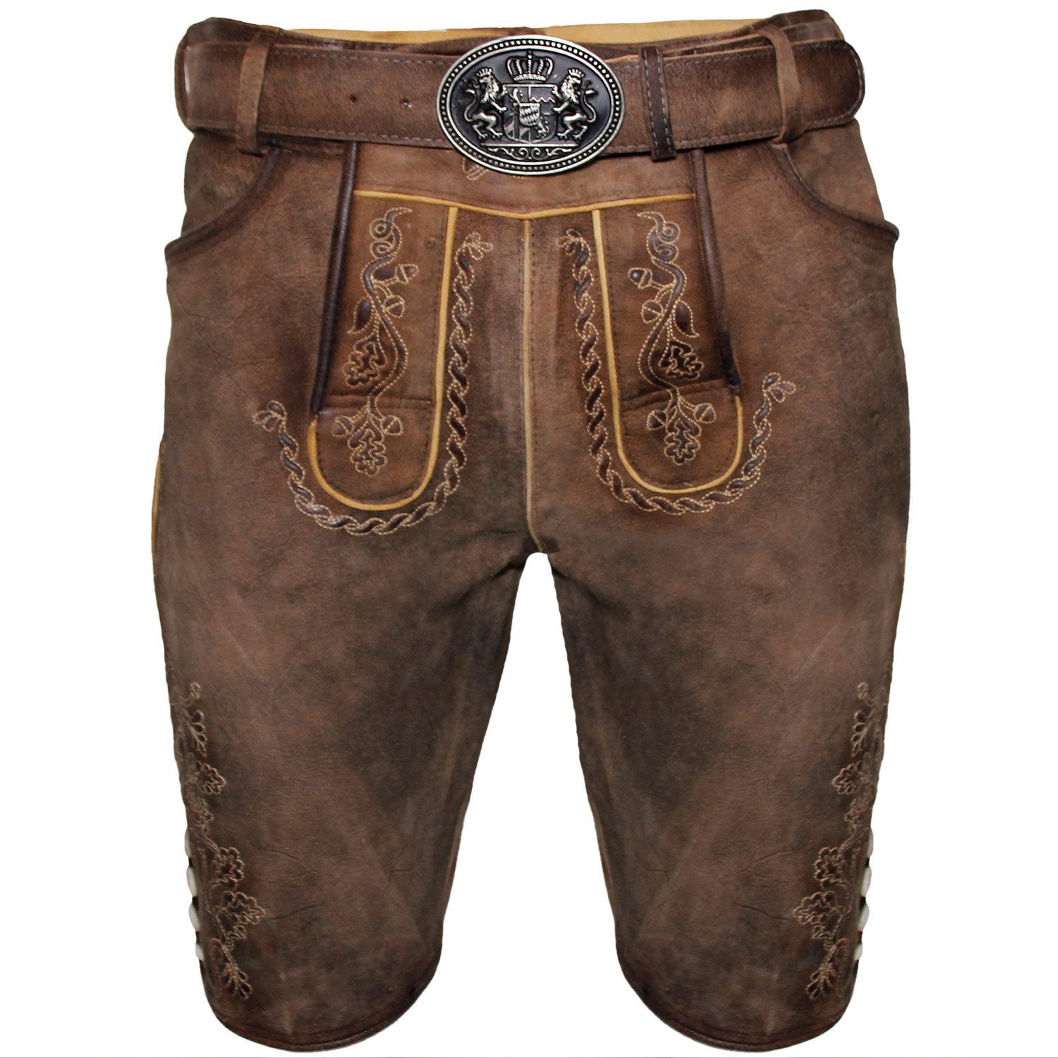 Maddox Trachtenlederhose MADDOX Kurze Herren Lederhose 'Horn' mit Gürtel günstig online kaufen