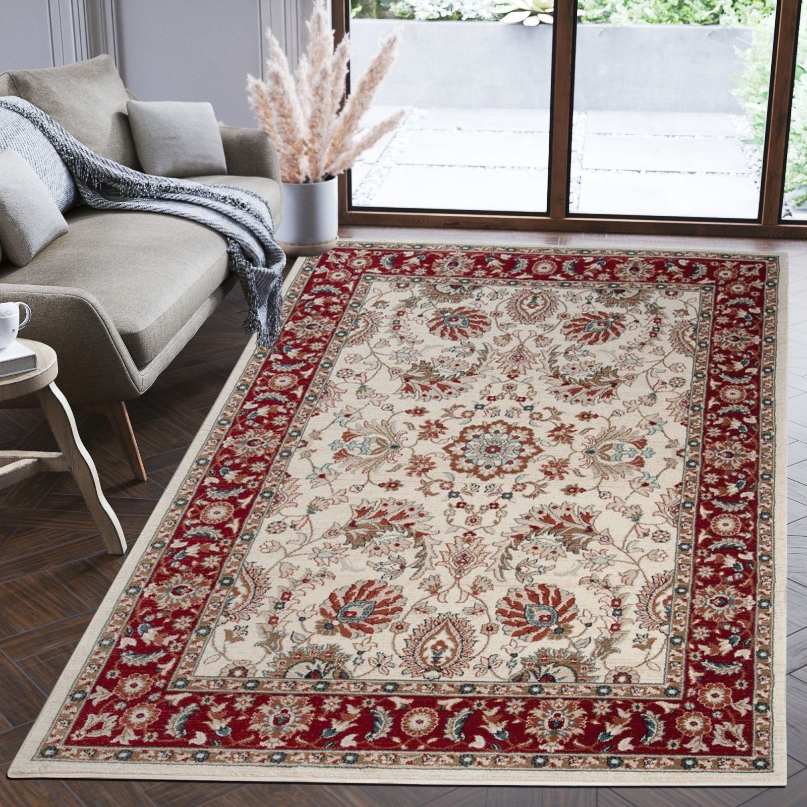 Orientteppich Oriente Teppich - Traditioneller Teppich Orient Rot Creme, Mazovia, 120 x 170 cm, Geeignet für Fußbodenheizung, Pflegeleicht, Wohnzimmerteppich