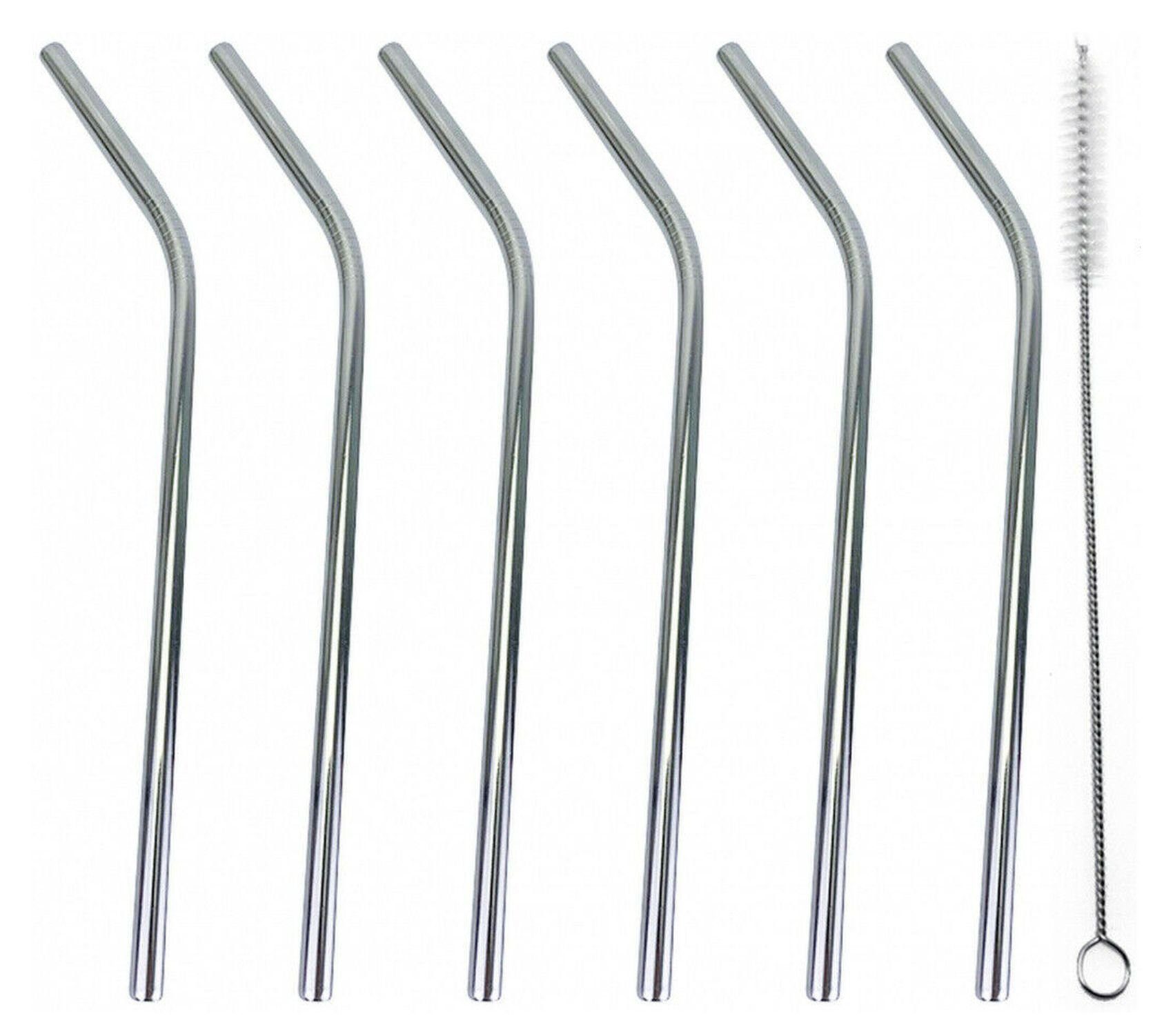 Markenwarenshop-Style Trinkhalme 6er Set Trinkhalme Edelstahltrinkhalme Edelstahl Gebogen L 21cm mit, (Set bestehend aus 6 Trinkhalmen)