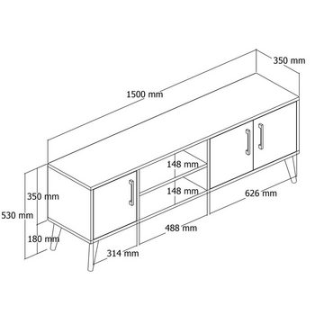 Skye Decor TV-Schrank 52x150x34 cm, 100% Melaminbeschichtete Partikelplatte