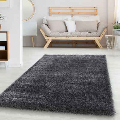 Hochflor-Teppich Unicolor - Einfarbig, Carpettex, Läufer, Höhe: 50 mm, Teppich Wohnzimmer Shaggy Einfarbig Flauschig versch. Far. und größ.