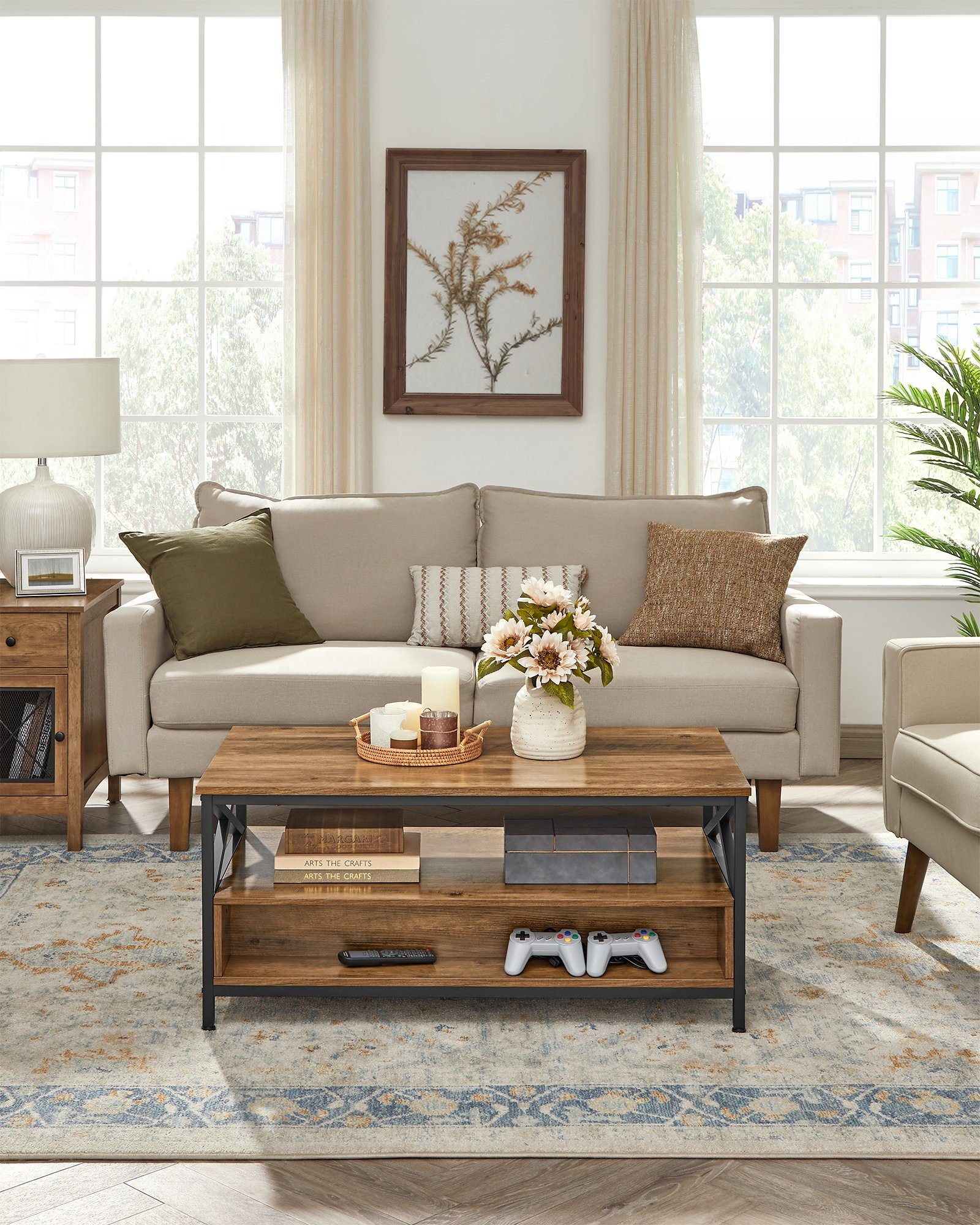 VASAGLE Couchtisch, Sofatisch, Wohnzimmertisch, 100 x 55 x 45 cm(LxBxH)