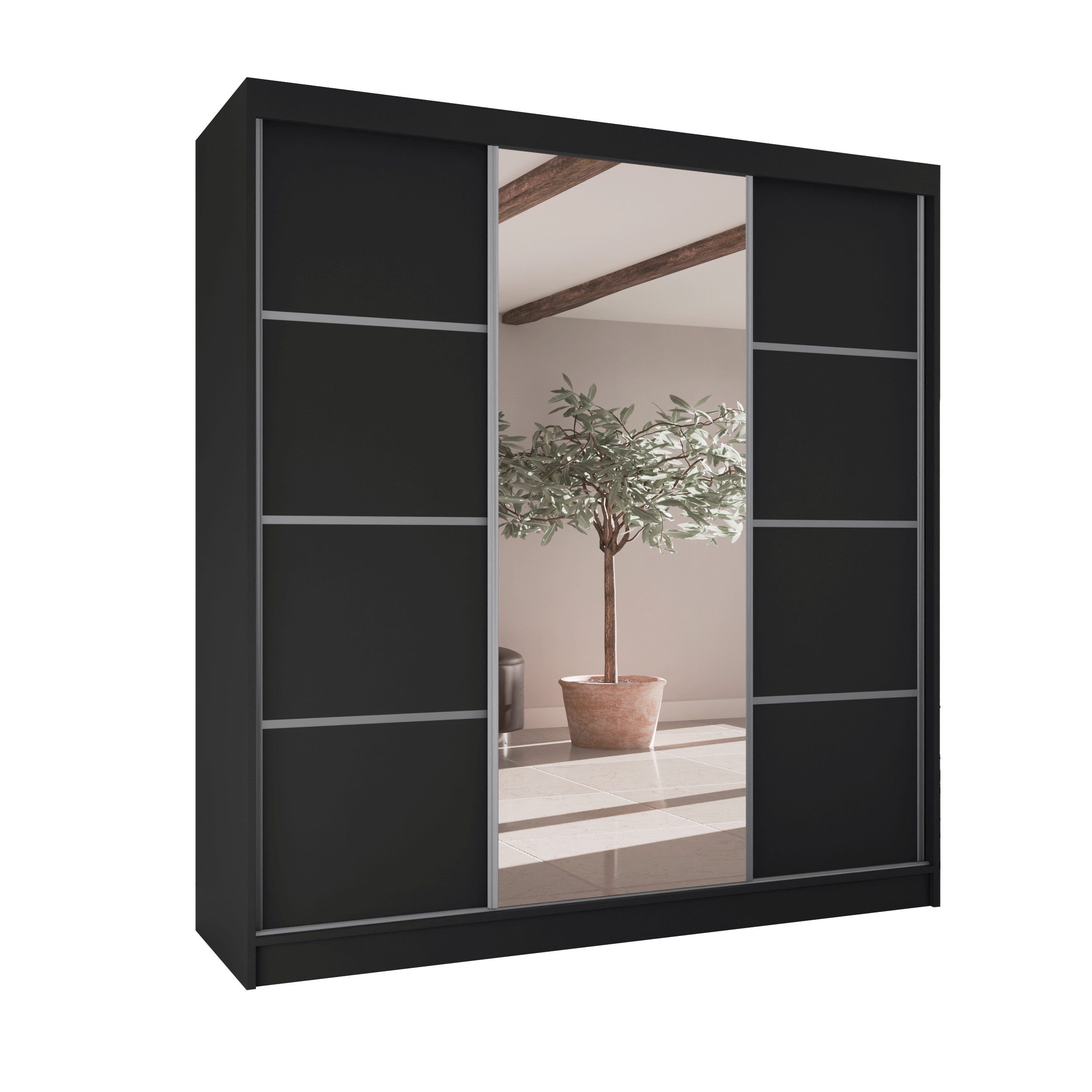 Beautysofa Kleiderschrank VILO II Breite:200cm, mit Spiegel und Schubladen, viele Farbvarianten