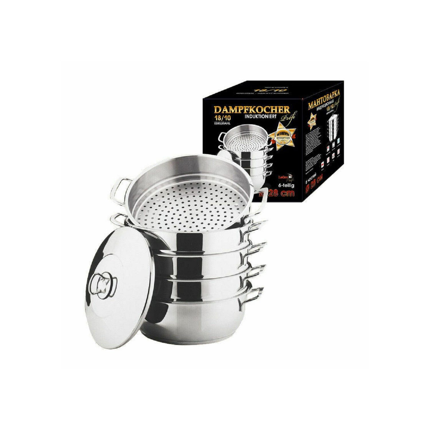 Olymp Handels GmbH Dampfgartopf Mantowarka Induktion Dampfgarer Dampfkocher 6 Tlg. Edelstahl