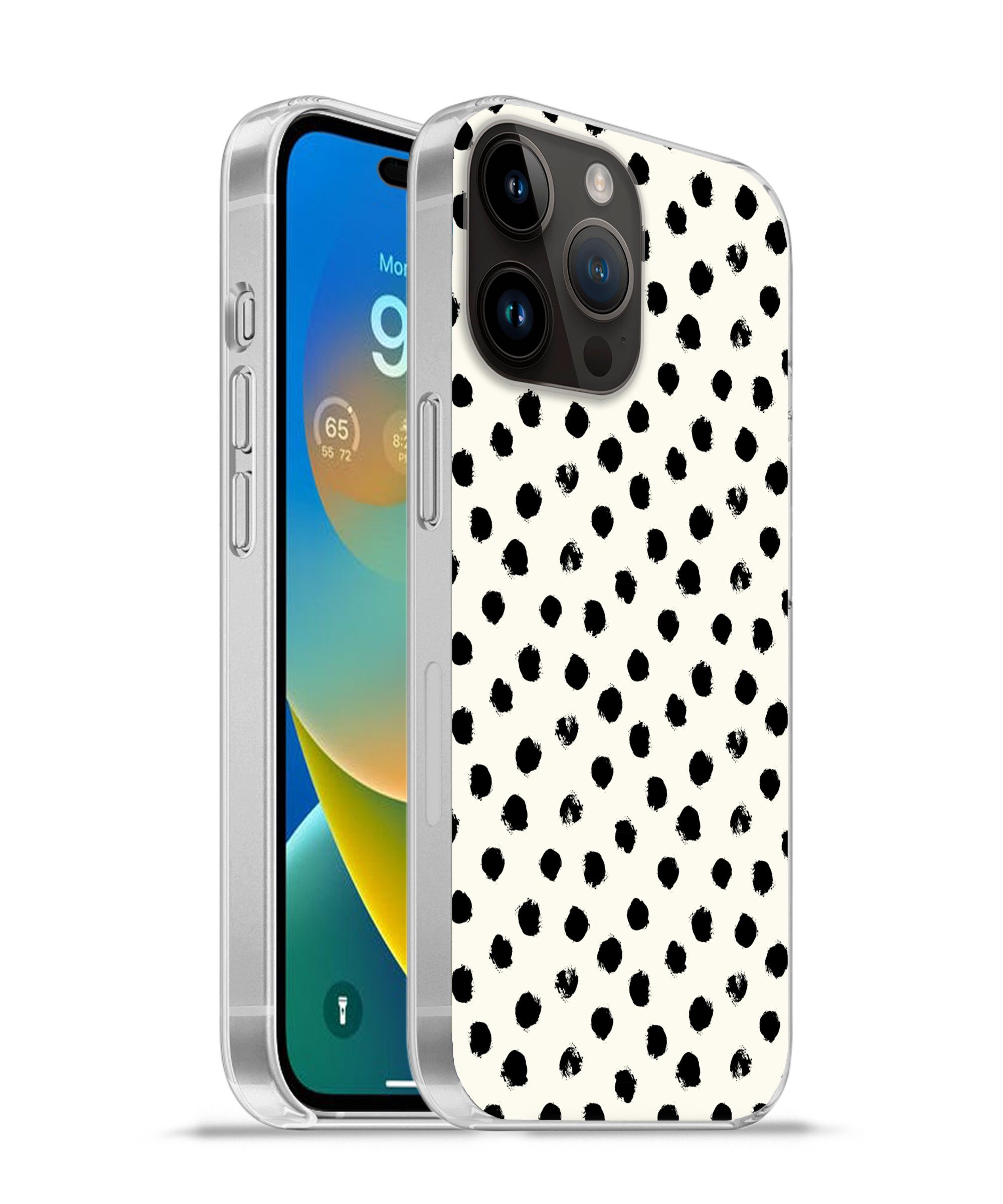 MuchoWow Handyhülle für Apple iPhone 14 Pro Max Polka dots - Schwarz - Weiß - Druck - Mini, Smartphone-Bumper, Print, Handy Schutzhülle Dünn