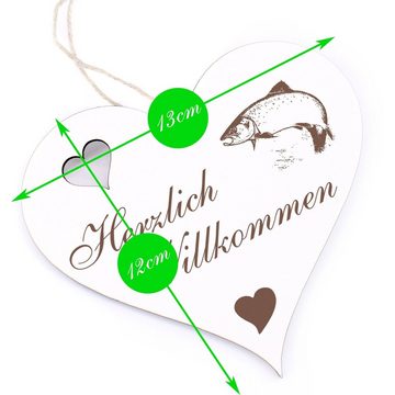 Dekolando Hängedekoration Herzlich Willkommen - Lachs - 13x12cm