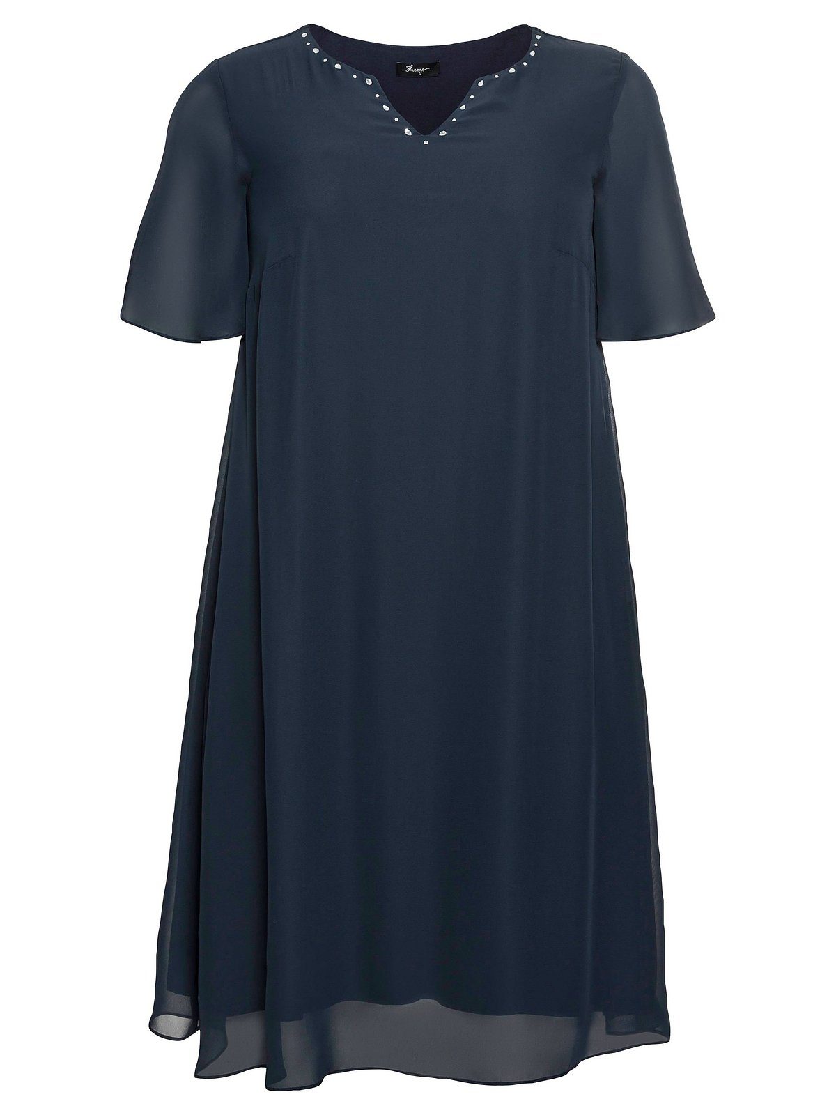 Sheego Chiffonkleid Große Größen mit Schmucksteinen am Ausschnitt