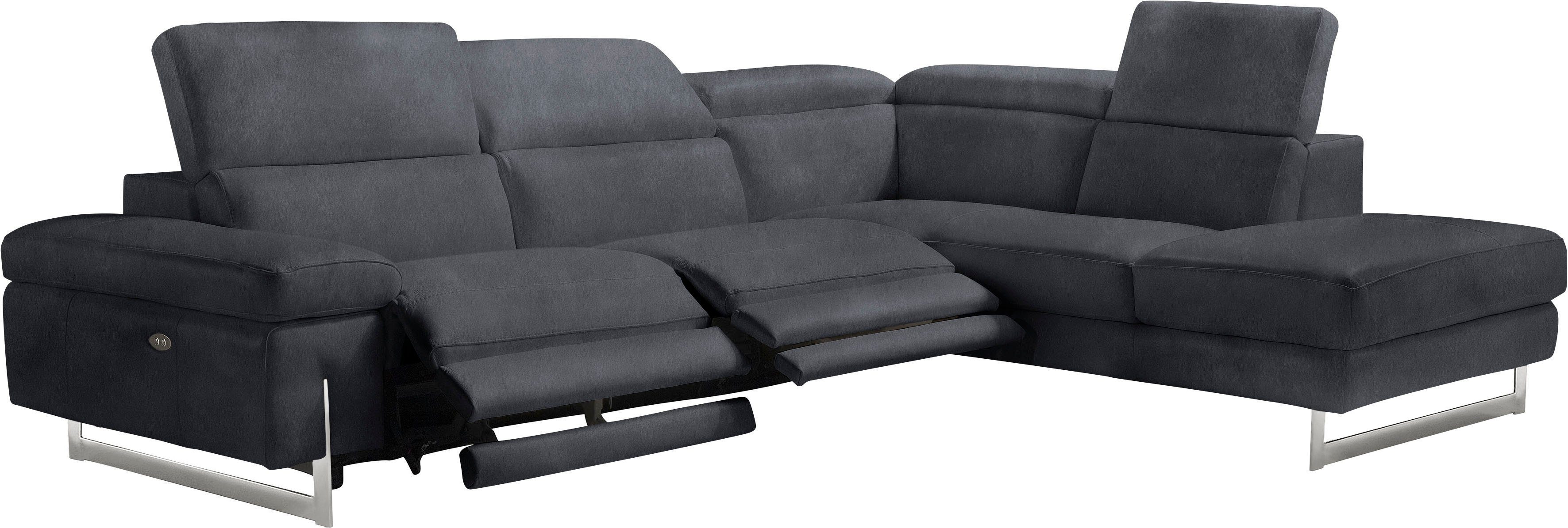 Egoitaliano Ecksofa Candice, elegant, edel und bequem, erstklassiger Sitzkomfort, L-Form, inkl. 2 elektrischer Relaxfunktionen, Bedienung über Taste an Armlehne