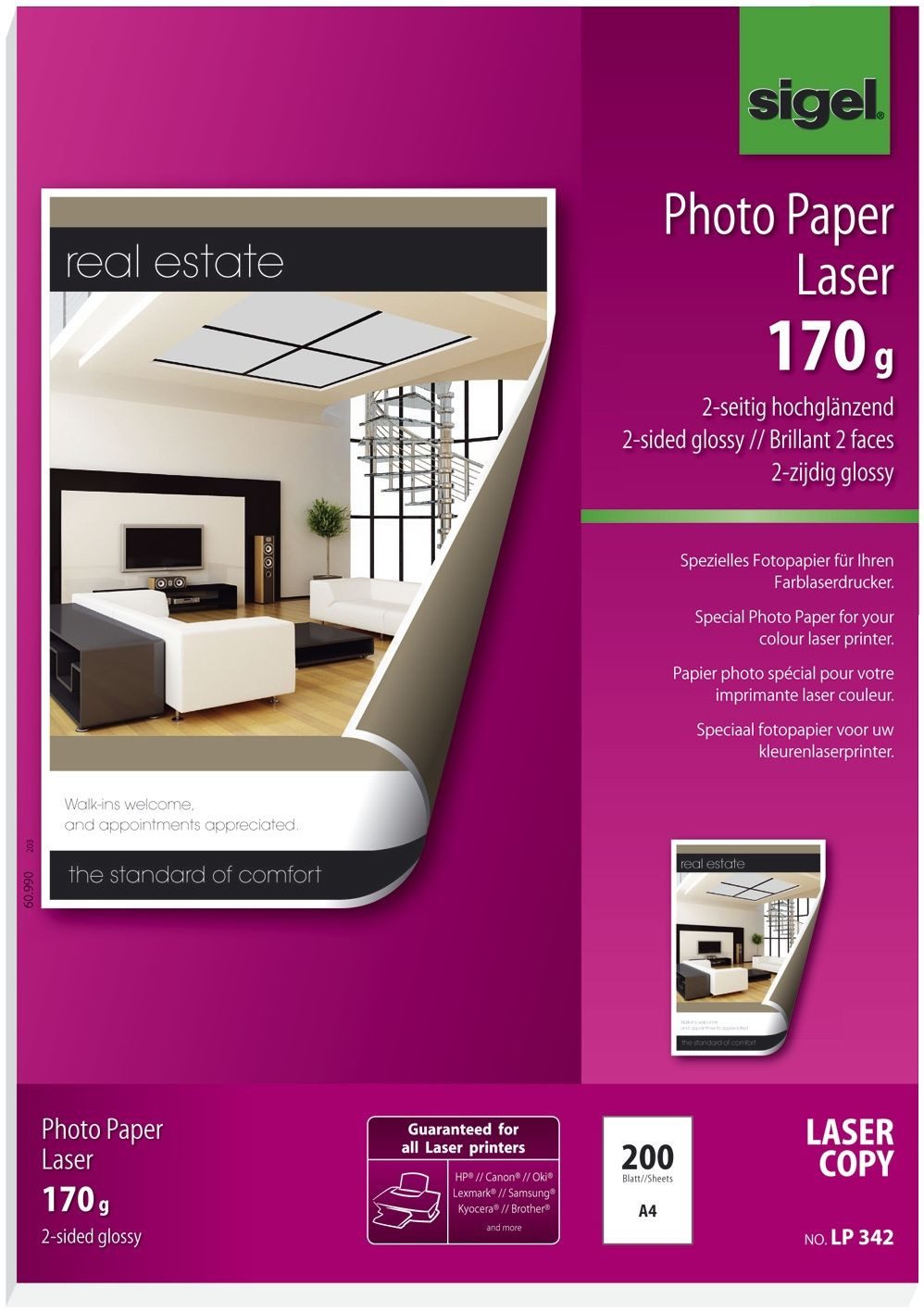 Sigel Druckerpapier sigel Foto-Papier, DIN A4, 170 g/qm, 2-seitig glossy